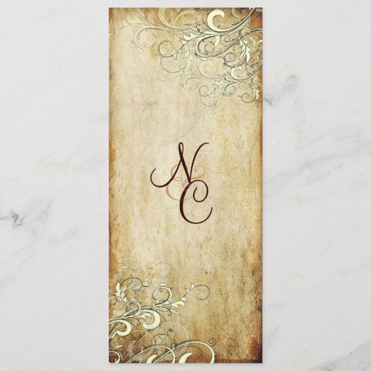 Huwelijksprogramma's met vintage crèmeswirrels van programma (Voorkant)