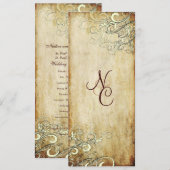 Huwelijksprogramma's met vintage crèmeswirrels van programma (Voorkant / Achterkant)