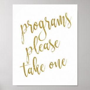 Huwelijksprogramma's Neem Eén Glitter 8x10 Huwelij Poster