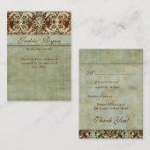 Huwelijksreactie Kaarten Damask Green  (Voorkant / Achterkant)