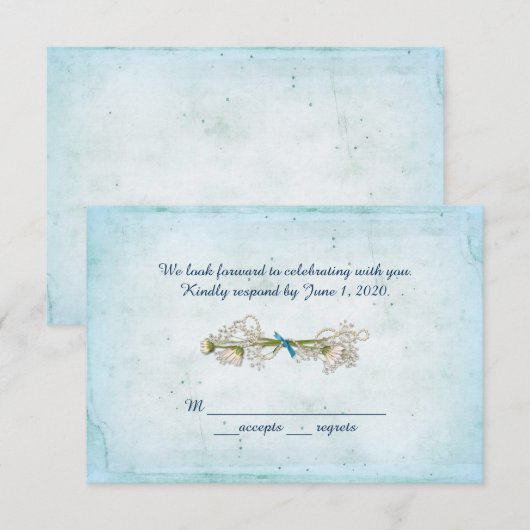 Huwelijksreactie madeliefjesboeket met parels kaart (Voorkant / Achterkant)