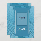 Huwelijksreactie RSVP QR Code Kaart | tropisch Bla (Voorkant / Achterkant)