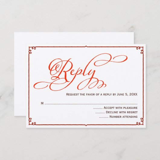 Huwelijksreactiekaart met kalligrafie in herfstkle kaart (Voorkant / Achterkant)