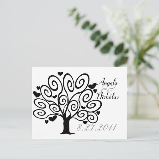 Huwelijksreactiekaart met Vriendschapsboom Uitnodiging Briefkaart (Staand voorkant)