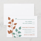 Huwelijksreactiekaarten met herfstbladeren en dubb RSVP kaartje (Voorkant / Achterkant)