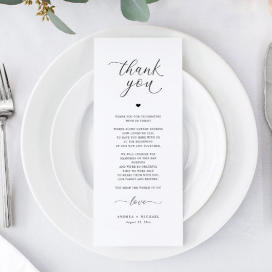 Huwelijksreceptie Dank u kaarten Elegant Romantisc