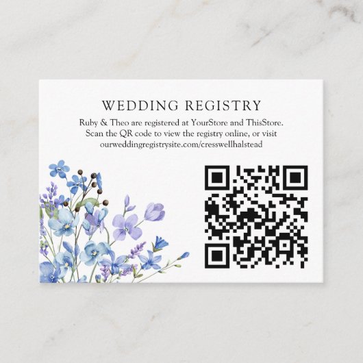 Huwelijksregister QR-code Periwinkle Wildflower Informatiekaartje (Voorkant)