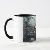 Huwelijksreis (bruid en bruidegom op een bank) mok (Links)