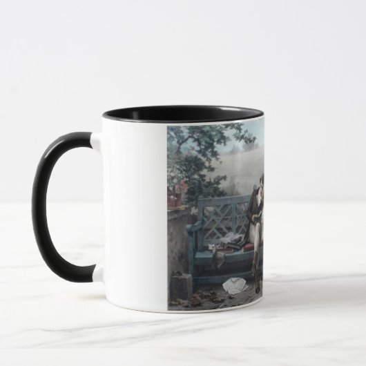 Huwelijksreis (bruid en bruidegom op een bank) mok (Links)