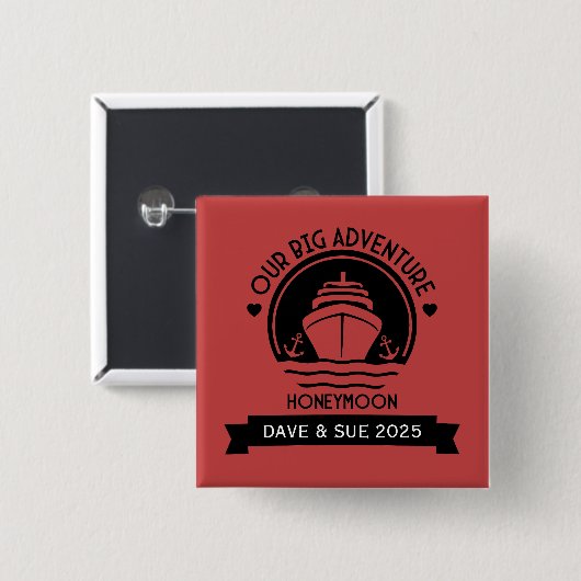 Huwelijksreis Cruise Vierkante Button 5,1 Cm (Voorkant /achterkant)