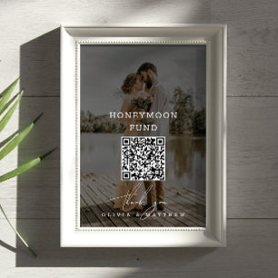 Huwelijksreis Fonds. Minimalistische QR Code foto Poster