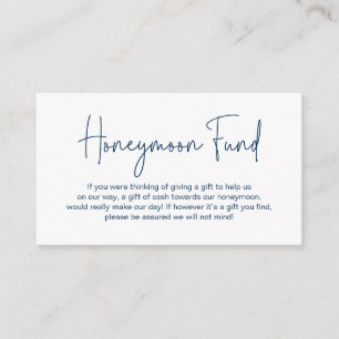 Huwelijksreis Fonds, Modern Handgeschreven Script Informatiekaartje