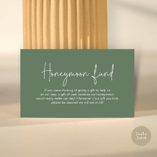 Huwelijksreis Fonds, Modern Handgeschreven Script Informatiekaartje