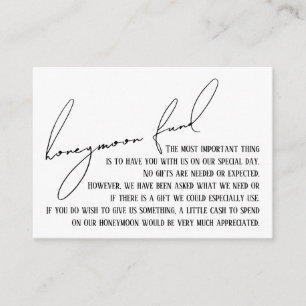 Huwelijksreis Fonds Modern Slim Handschrift Wit Informatiekaartje