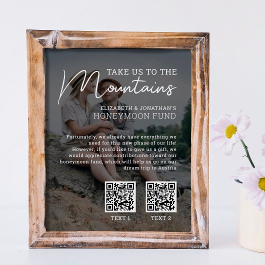 Huwelijksreis fonds moderne cash qr code foto poster