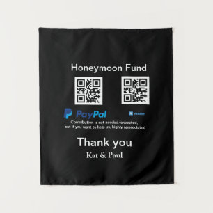 Huwelijksreis Fonds PayPal Venmo QR code dank je Wandkleed