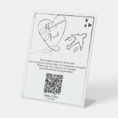 Huwelijksreis Fonds teken Bruiloft Cash Gift Reclamebord Met Voetstuk (Voorkant)