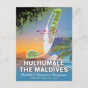 Huwelijksreis Herinneringen Hulhumale De Malediven Briefkaart