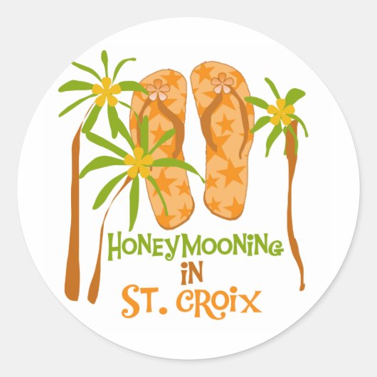 Huwelijksreis in St. Croix Ronde Sticker (Voorkant)