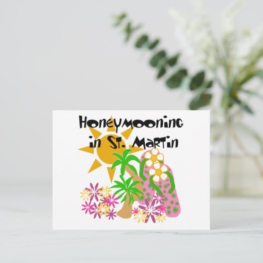Huwelijksreis in St. Martin Briefkaart (Staand voorkant)