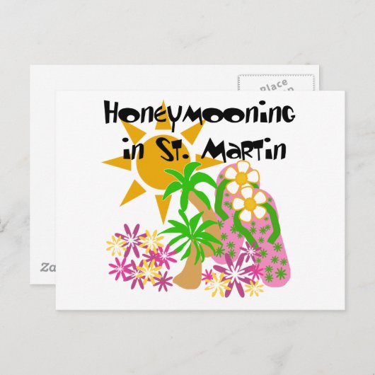 Huwelijksreis in St. Martin Briefkaart (Voorkant / Achterkant)