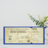 huwelijksreis -  ticket - uitnodiging met rsvp - o (Staand voorkant)