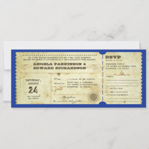 huwelijksreis -  ticket - uitnodiging met rsvp - o
