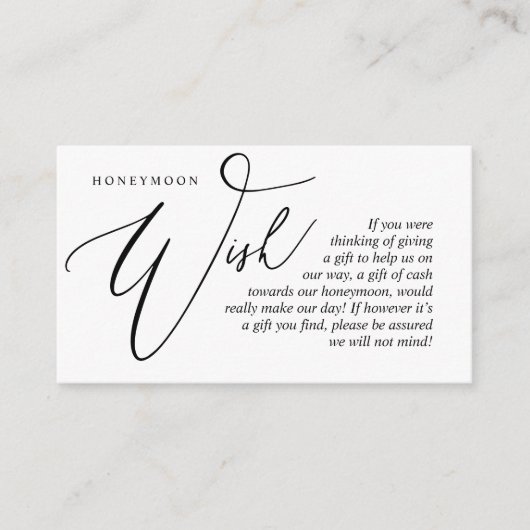 Huwelijksreis Wens, Cash, Moderne Elegantie Informatiekaartje (Voorkant)