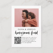 huwelijksreisfonds | Casual Script Photo en QR Cod Informatiekaartje (Voorkant)