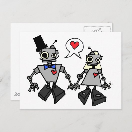 Huwelijksrobots Briefkaart (Voorkant / Achterkant)