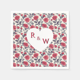 Huwelijksservet met leuke roos servet