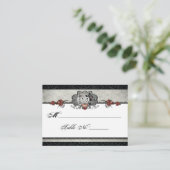 Huwelijksskelet Halloween Zwart & Grijs Place Card Plaatskaartje (Staand voorkant)