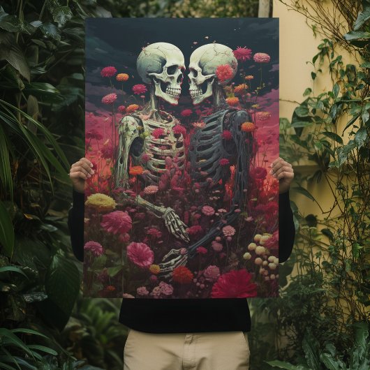 Huwelijksskeletten Abstracte kunst Halloween Poster