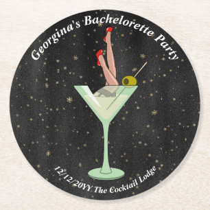 Huwelijkssluitingsparty Martini Glas Benen Stilett Ronde Kartonnen Onderzetter