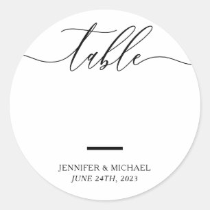 Huwelijksstoelindeling Script Tafel Nummers Ronde Sticker