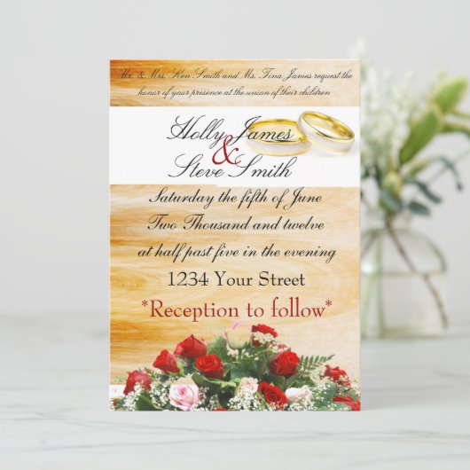 huwelijksuitnodiging 2 kaart (Staand voorkant)