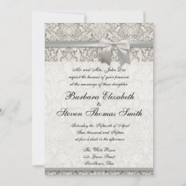 Huwelijksuitnodiging Aangepaste Witte Kant Sjabloo Kaart