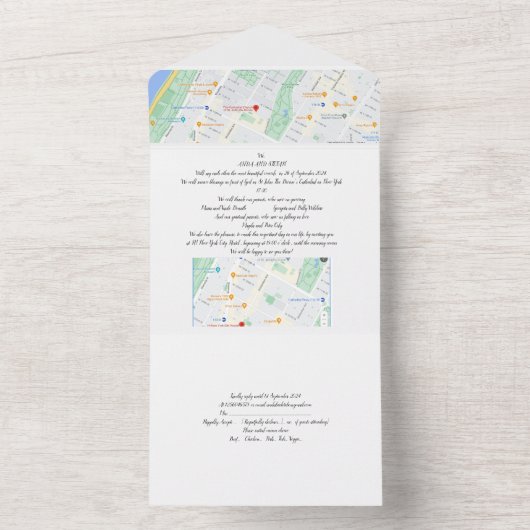 Huwelijksuitnodiging alles in één all in one uitnodiging (Binnen)