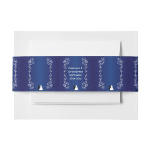 Huwelijksuitnodiging Belly Band Blue Bride Groom Uitnodigingen Wikkel