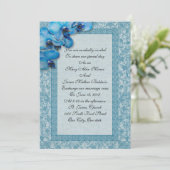 Huwelijksuitnodiging blauwe orchideeën kaart (Staand voorkant)