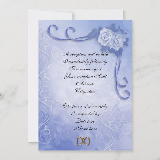 Huwelijksuitnodiging Blauwe rozen Kaart (Achterkant)