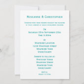 Huwelijksuitnodiging Blauwgroen hart en vlinders Kaart (Achterkant)