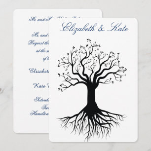 Huwelijksuitnodiging Boom Silhouet, Bos, Aangepast Kaart