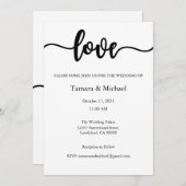 Huwelijksuitnodiging, Bruiloft Briefpapier, Liefde Kaart (Voorkant / Achterkant)