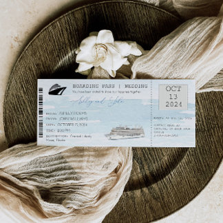 Huwelijksuitnodiging Cruise Boordpas Ticket Kaart