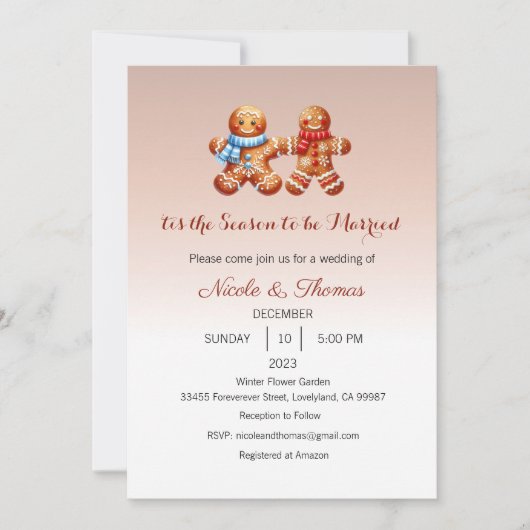 Huwelijksuitnodiging, 'Dit is het seizoen om te tr Kaart (Voorkant)