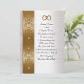 Huwelijksuitnodiging elegant goud kaart (Staand voorkant)