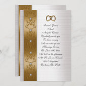 Huwelijksuitnodiging elegant goud kaart (Voorkant / Achterkant)