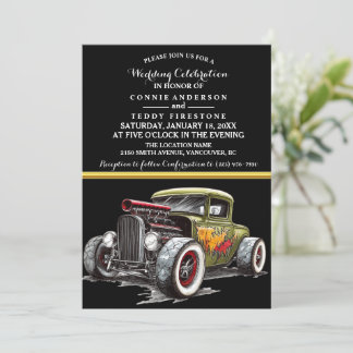 Huwelijksuitnodiging en Hot Rod Kaart