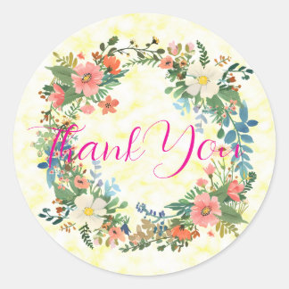 Huwelijksuitnodiging envelop stickers, roze krans ronde sticker